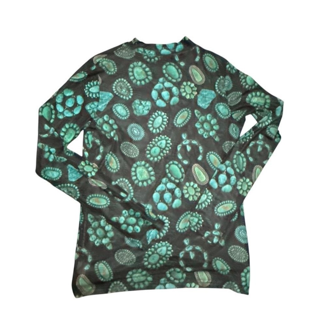 Sterling Creek green + black long sleeve top with cut out sleeves Size XS